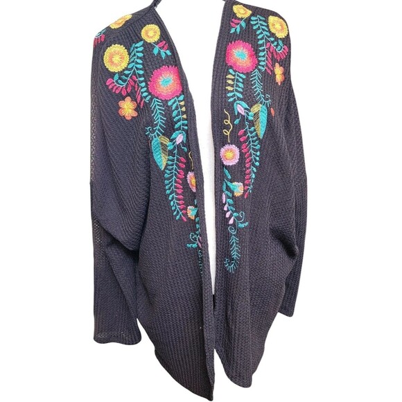 UMGEE Embroidered Open Front Waffle Material Cardigan Size Large Boho - Picture 1 of 8